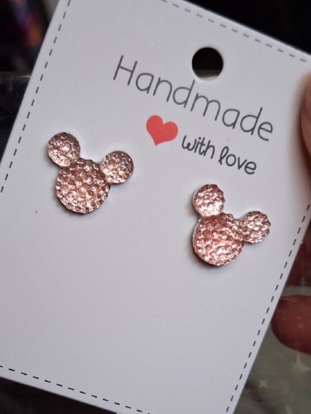 $8 Each Or Bundle 5/$20 Handmade Pastel Light Pink Mickey Mouse Stud Earrings